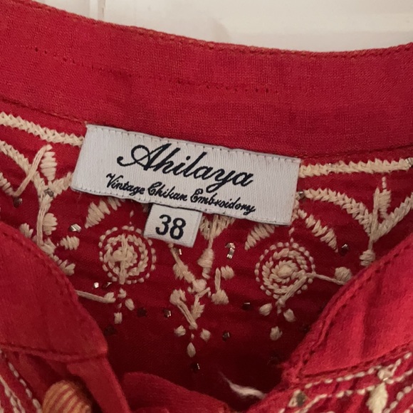 Vintage Red Embroidered Dress - Picture 3 of 6